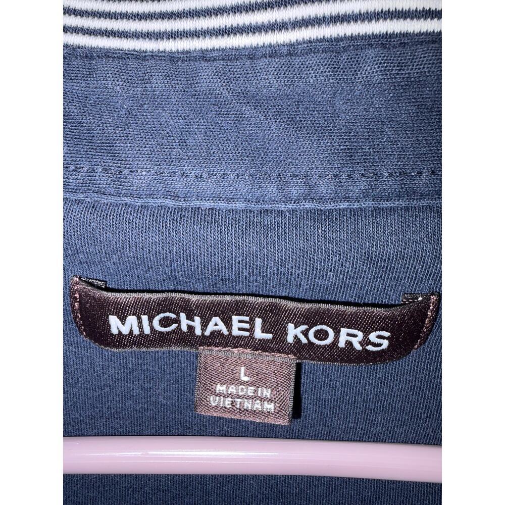 Michael Kors Striped Polo Shirt – Navy & White Logo Trim Men’s Size L - Picture 7 of 7